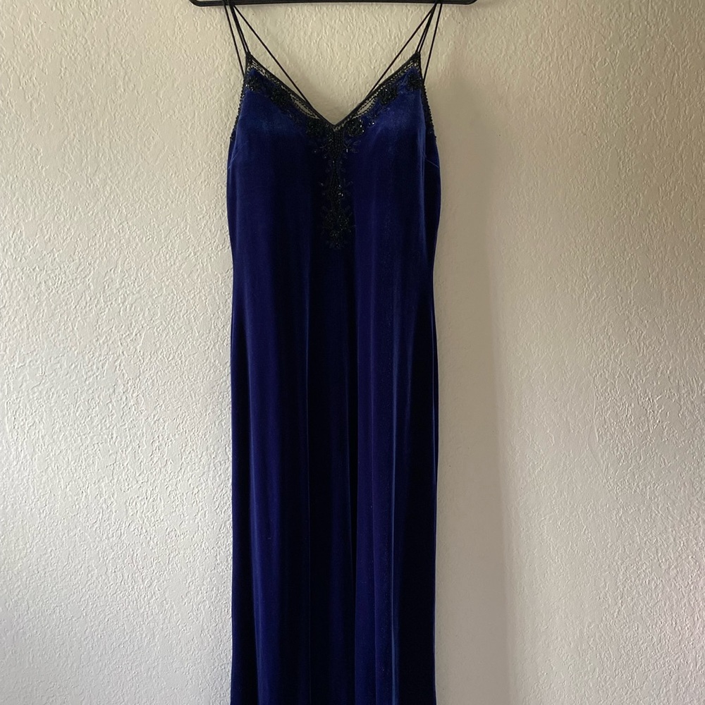 Dark blue velvet gown